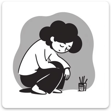 A person with a sad expression, looking lonely sticker