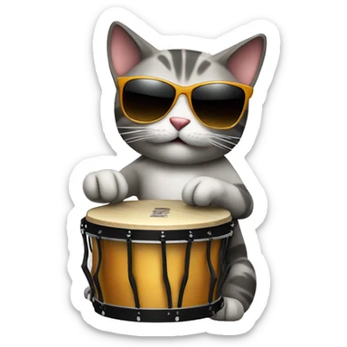 Cat with sunglasses playing bongos sticker