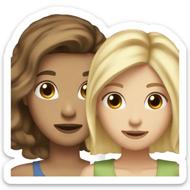 Two bestfriend with short hair one brown hair and one blond hair sticker