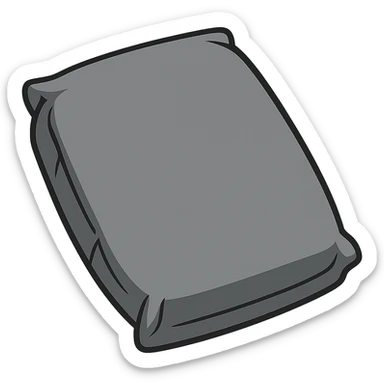 Create a flat cement bag angled like the reference image. Use a solid gray color with no words, letters, or labels. The background should be removed. Render in flat toon style. sticker