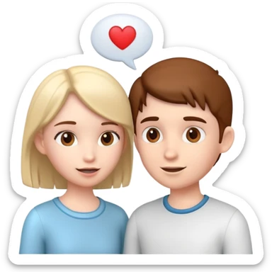 generate realistic detailed boy and girl talks 3d style  sticker