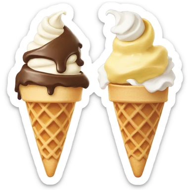 Vanilla Ice cream in a waffle cone sticker