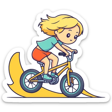 Blonde girl falling off bike sticker