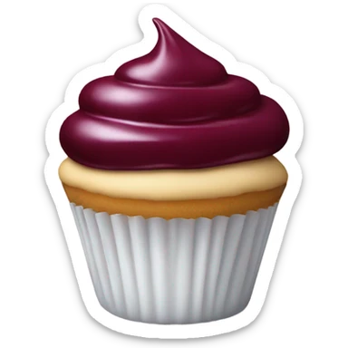White cupcake with burgundy glaze sticker