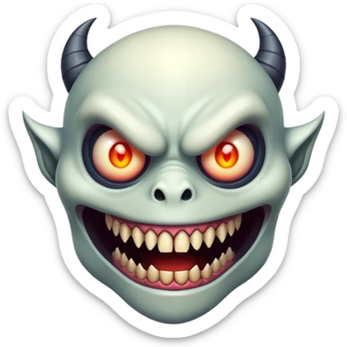 creepy freaky monster face with bizarre features sticker