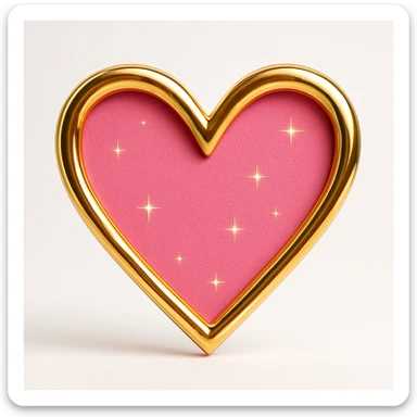 Add a gold outline to the large pink hand drawn heart with sparkles, keep the white clean background. sticker