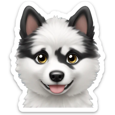 black and white pomsky puppy  sticker
