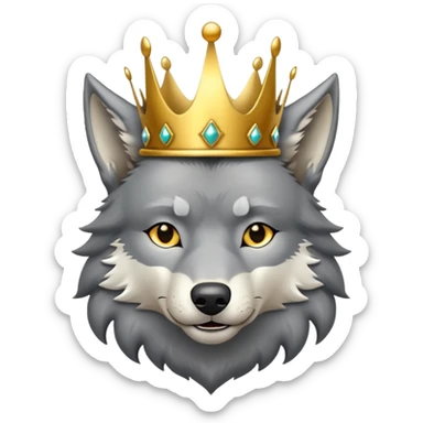 wolf with a golden crown on his head sticker