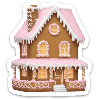 light pink and gold and white gingerbread house sticker