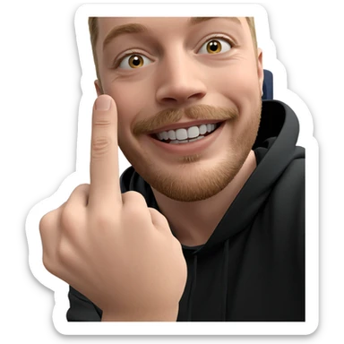 smiling boy with beard gesture sticker