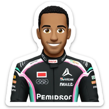 lewis hamilton in black race suit sticker
