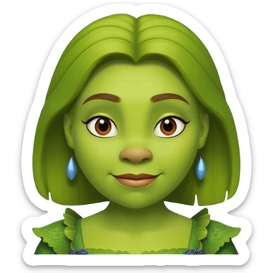 Fiona from Shrek, green ogre girl, friendly expression sticker