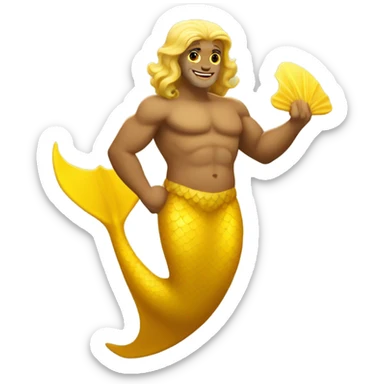 Tan Jewish merman with yellow mermaid tail sticker