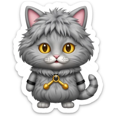 gray cat with funny costume sticker