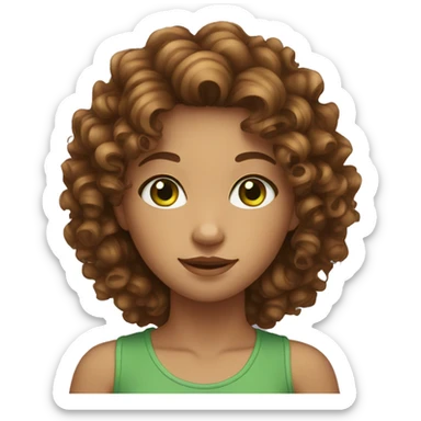 brown curly hair girl with green eyes sticker