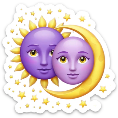 lilac sun and moon sticker