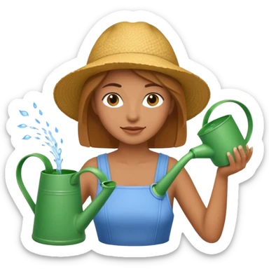 woman with watering pot sticker