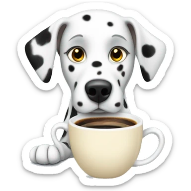 Dalmatian dog drinking espresso out of cup sticker