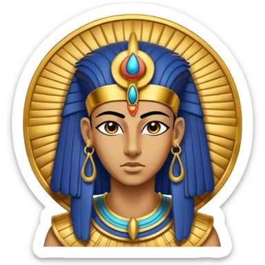 An emoji of the Egyptian god Ra. He has a falcon's head and wears a sun disk on top, with a solemn expression.

 sticker