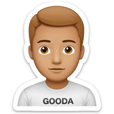 guy with "good qa" text on tshirt sticker