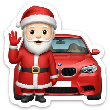 Santa with surprise,surprise is black bmw m 5 sticker