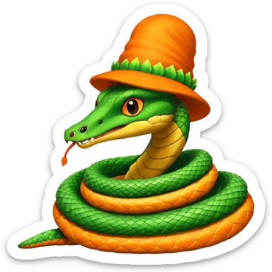 snake with orange feathered hats sticker