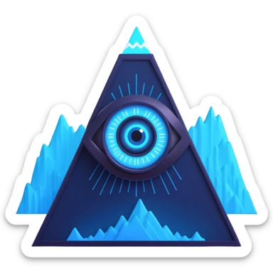 circular emoji icon for Snypex, stylized robotic eye, candlestick chart subtly blended, optional mountain peak, glowing neon cyan and dark navy on black, clean detailed cybernetic style, expresses speed and precision, no text sticker
