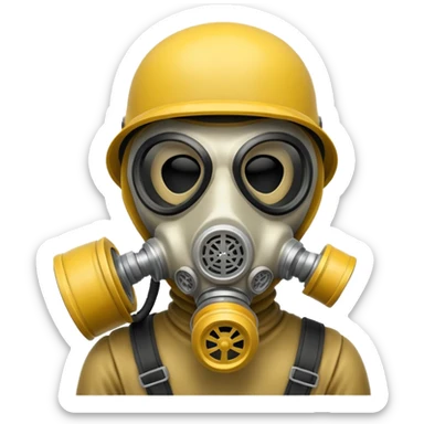 Skeleton wearing a gas mask sticker