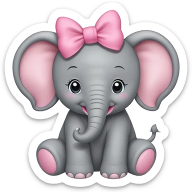 baby elephant with pink bow sticker