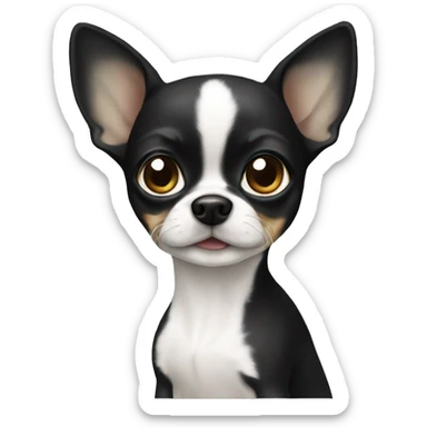 Black,  mostly white chiahuahua sticker