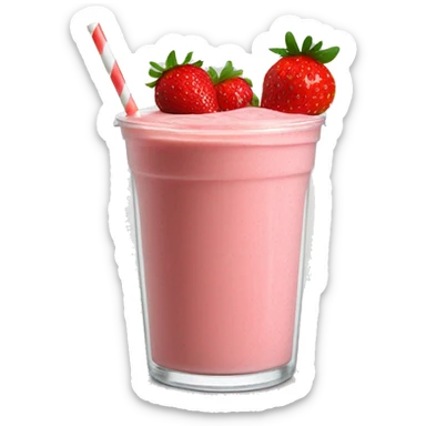 Strawberry smoothie in clear cup and strawberry on top  sticker