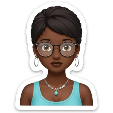 sarah babygirl dark hair and glasses with nose piercing and earrings and crop top sticker