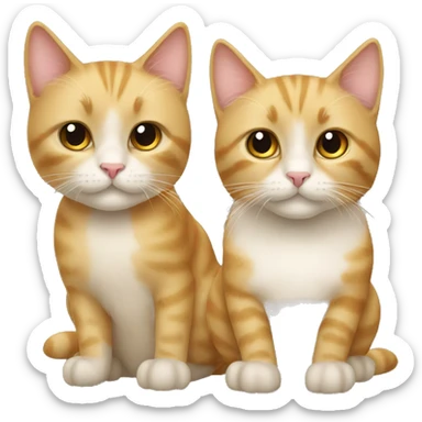 Two cats, one is golden, one is creamy sticker