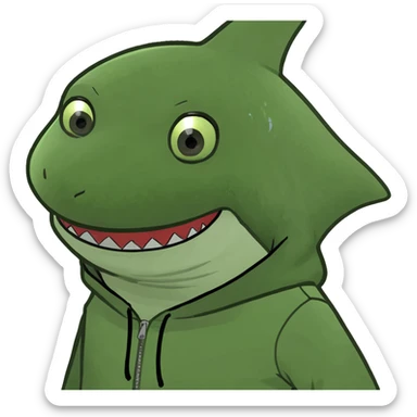 Make a emoji of a shark with a hoodie  sticker