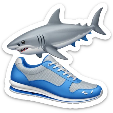 Tiburón con 3 zapatillas azules  sticker