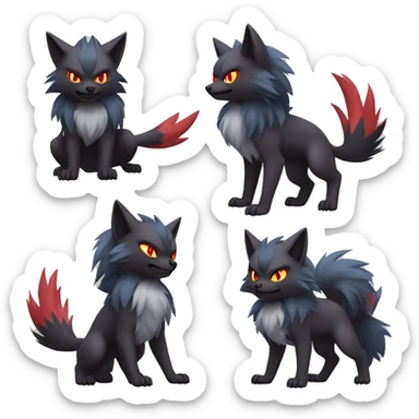 Litten-Zoroark-Mightyena-Zorua full body sticker