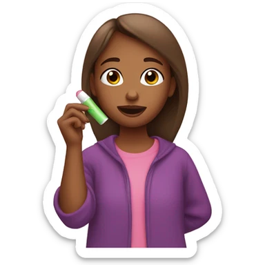  girl putting on chapstick  sticker