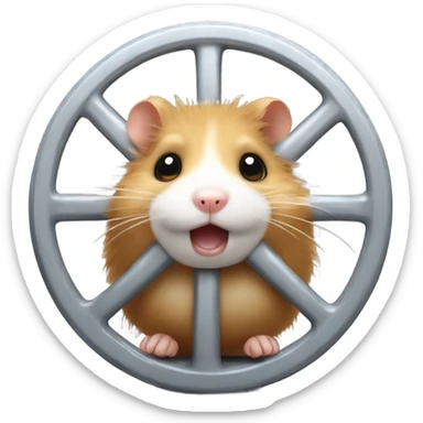 Frazzled hamster running in wheel sticker