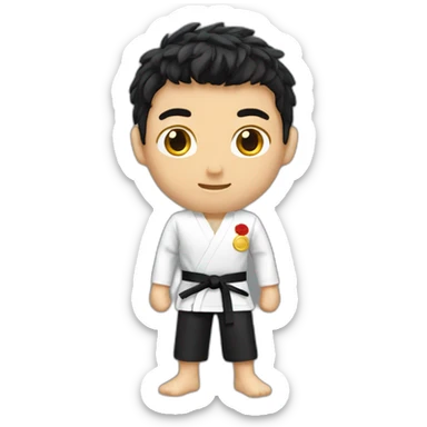 karate-winner-male-medal-gold-black-hair sticker
