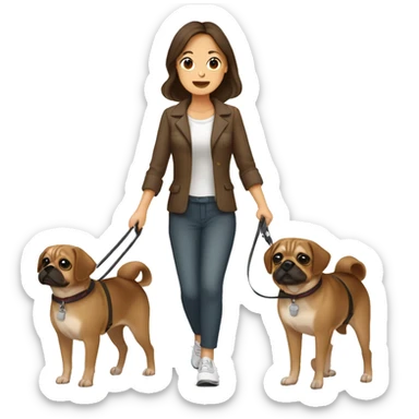Mid 30s filipina walking two brown pugaliers on leash sticker