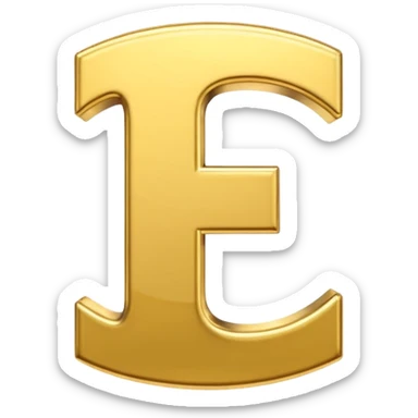 Symbole de currency en or en forme de lettre F précise, seul, 3D, brillant, style emoji simple et lisible sur fond uni. pas une autre lettre sticker