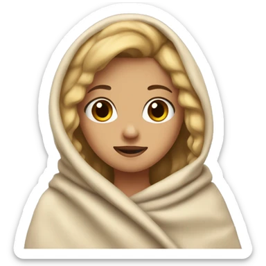 Girl with dirty blonde hair with one dimple and brown eyes wrapped in a blanket  sticker