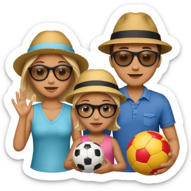 familia en la playa sticker