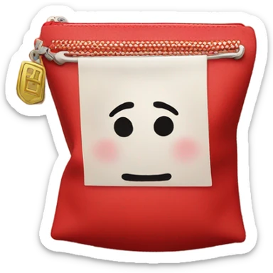 red pouch with luck in chinese character sticker