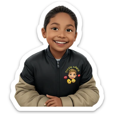 smiling boy in jacket sticker