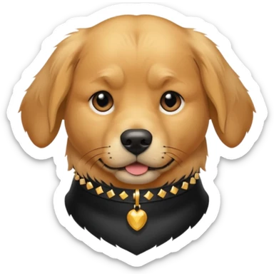 golden retriever dog frowning and wearing goth accessories sticker