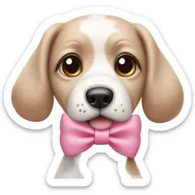 Peekaboo dog ￼ wearing a pink bow ￼ sticker
