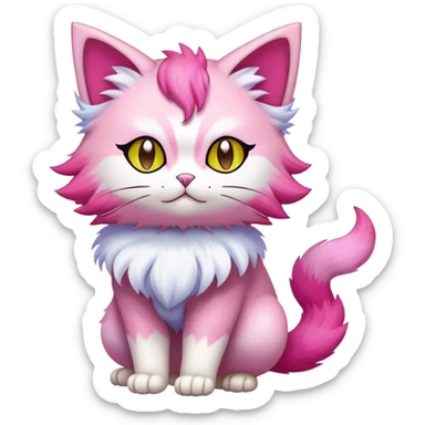 Shiny Exotic Skitty-Persian-Pokémon-Fakémon-hybrid-creature (full body) sticker