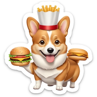 Corgi at a fast food restaurant  sticker