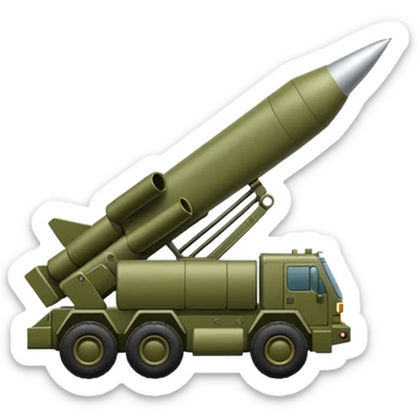 HIMARS rocket launcher, front view, military style, emoji style sticker